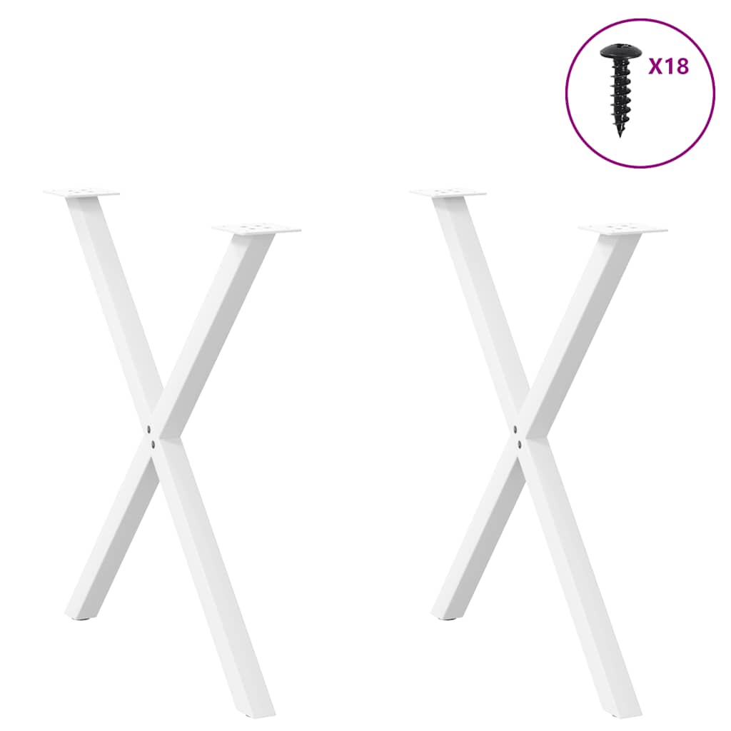 vidaXL Dining Table Legs X-Shaped 2 pcs White 70x(72-73) cm Steel 3
