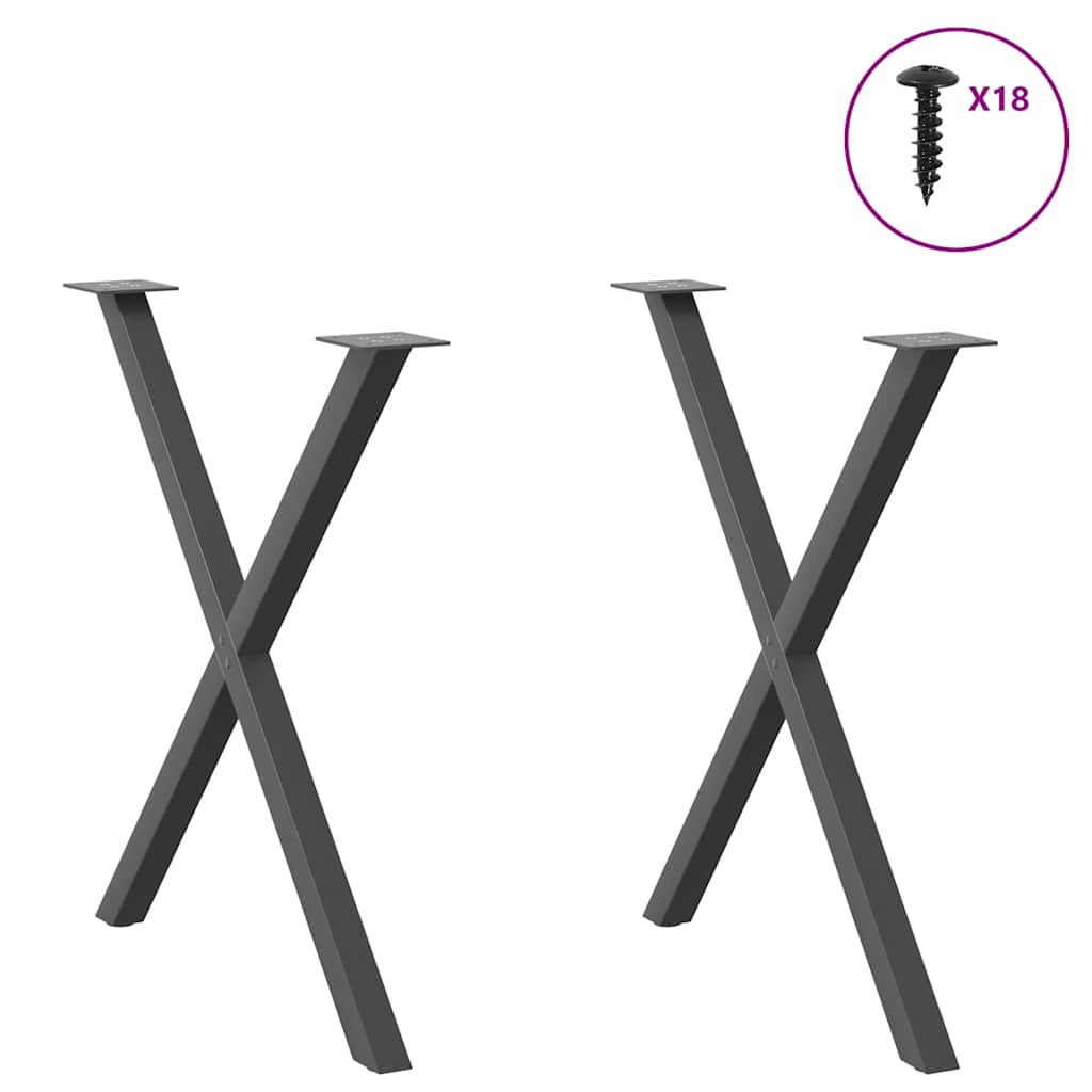 vidaXL Dining Table Legs X-Shaped 2 pcs Anthracite 70x(72-73) cm Steel 3