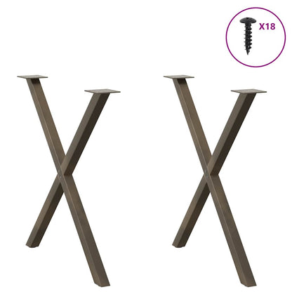 vidaXL Dining Table Legs X-Shaped 2 pcs Natural Steel 70x(72-73) cm 3