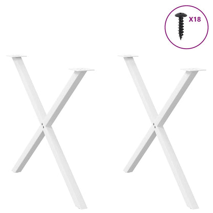 vidaXL Dining Table Legs X-Shaped 2 pcs White 90x(72-73) cm Steel 3