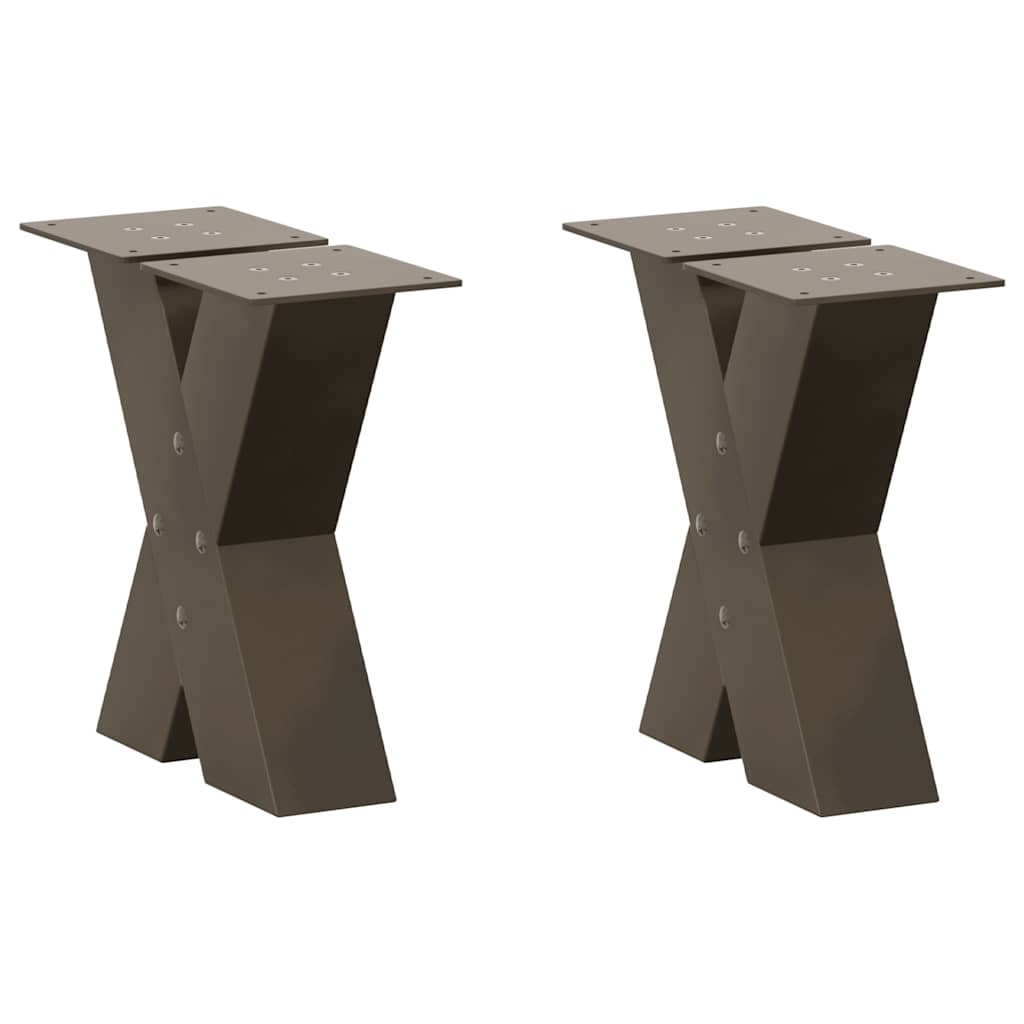 vidaXL Coffee Table Legs X-Shaped 2 pcs Natural Steel 30x(30-31) cm Steel 1