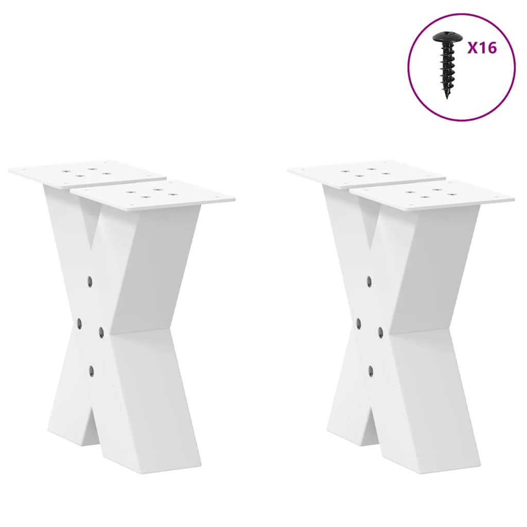 vidaXL Coffee Table Legs X-Shaped 2 pcs White 40x(30-31) cm Steel 3