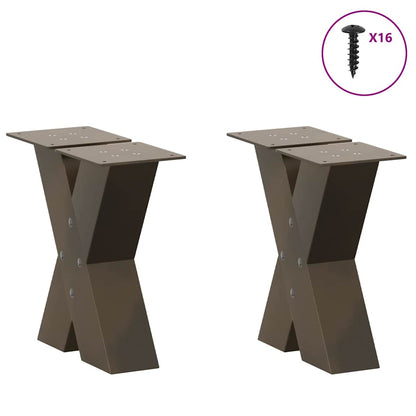 vidaXL Coffee Table Legs X-Shaped 2 pcs Natural Steel 40x(30-31) cm Steel 3