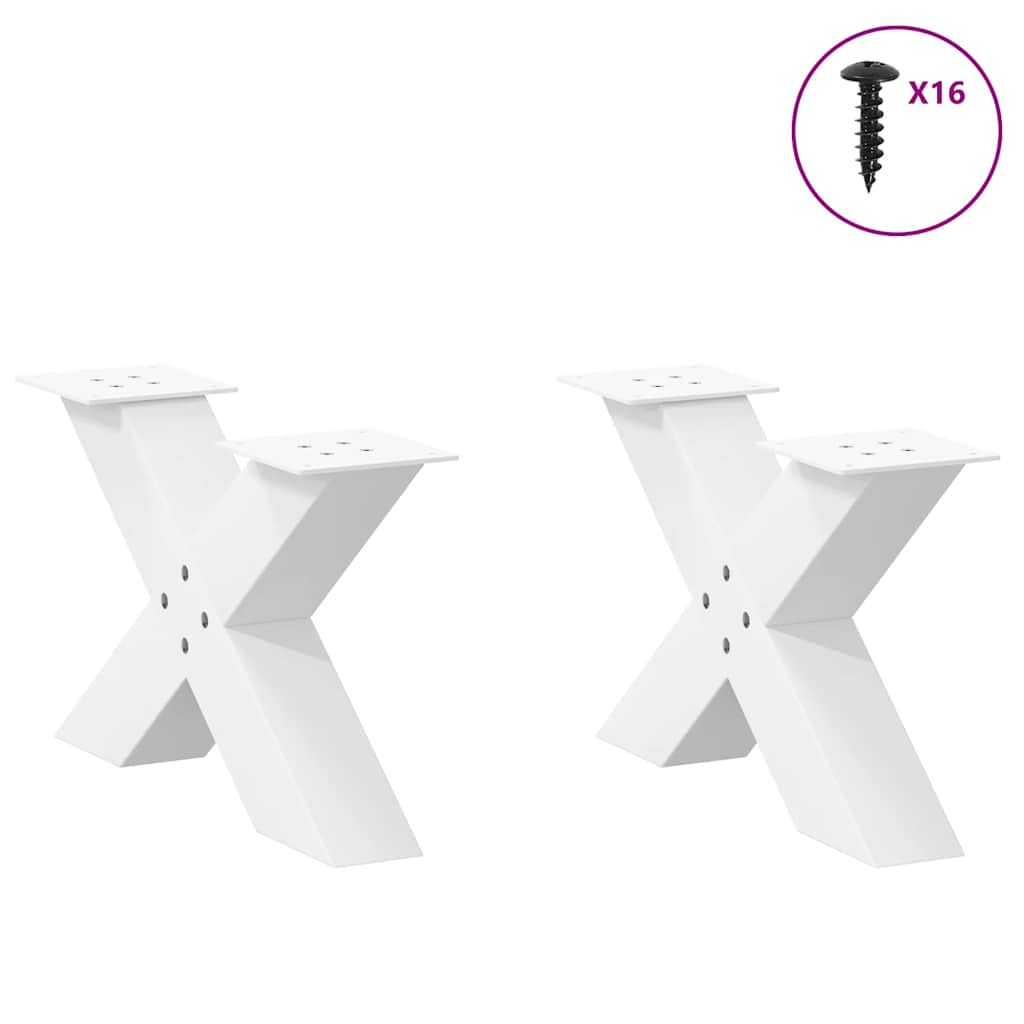 vidaXL Coffee Table Legs X-Shaped 2 pcs White 50x(30-31) cm Steel 3