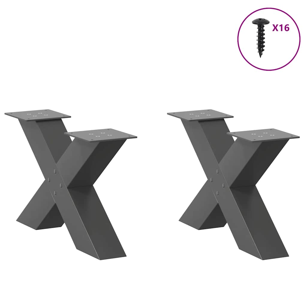 vidaXL Coffee Table Legs X-Shaped 2 pcs Anthracite 50x(30-31) cm Steel 3