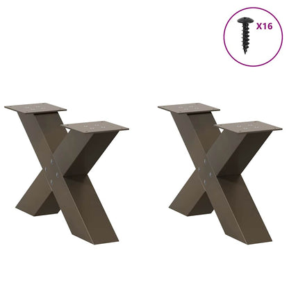 vidaXL Coffee Table Legs X-Shaped 2 pcs Natural Steel 50x(30-31) cm Steel 3