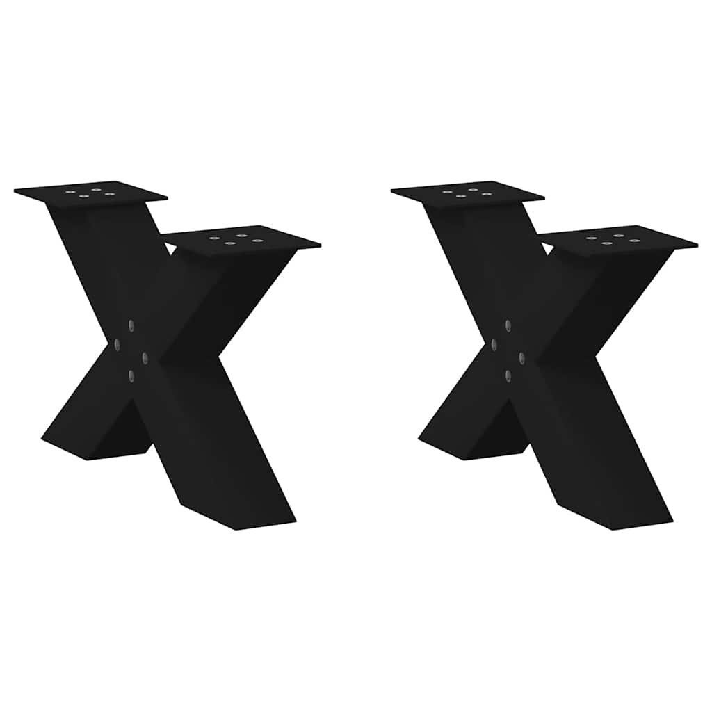 vidaXL Coffee Table Legs X-Shaped 2 pcs Black 60x(30-31) cm Steel 1