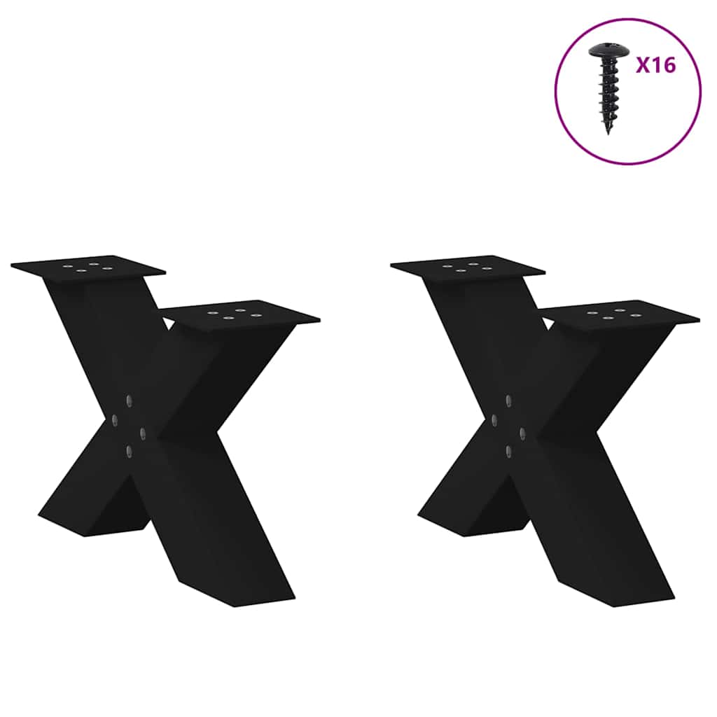 vidaXL Coffee Table Legs X-Shaped 2 pcs Black 60x(30-31) cm Steel 3