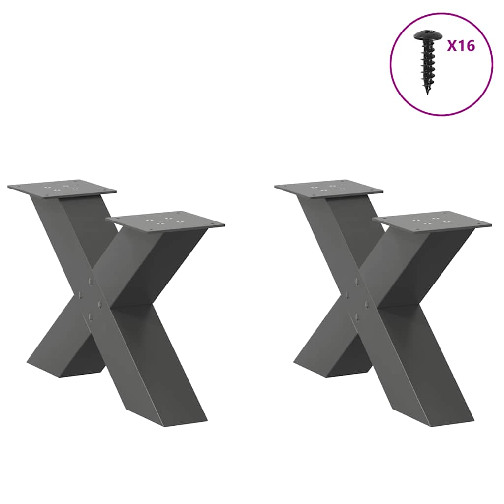vidaXL Coffee Table Legs X-Shaped 2 pcs Anthracite 60x(30-31) cm Steel 3