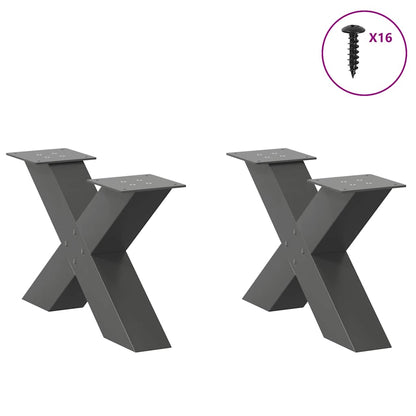 vidaXL Coffee Table Legs X-Shaped 2 pcs Anthracite 60x(30-31) cm Steel 3