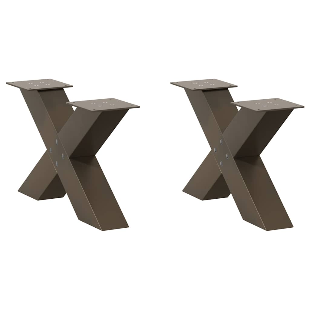 vidaXL Coffee Table Legs X-Shaped 2 pcs Natural Steel 60x(30-31) cm Steel 1