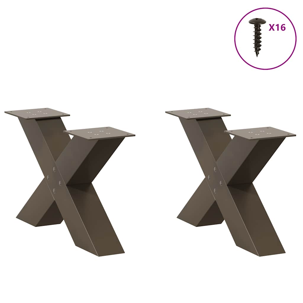 vidaXL Coffee Table Legs X-Shaped 2 pcs Natural Steel 60x(30-31) cm Steel 3