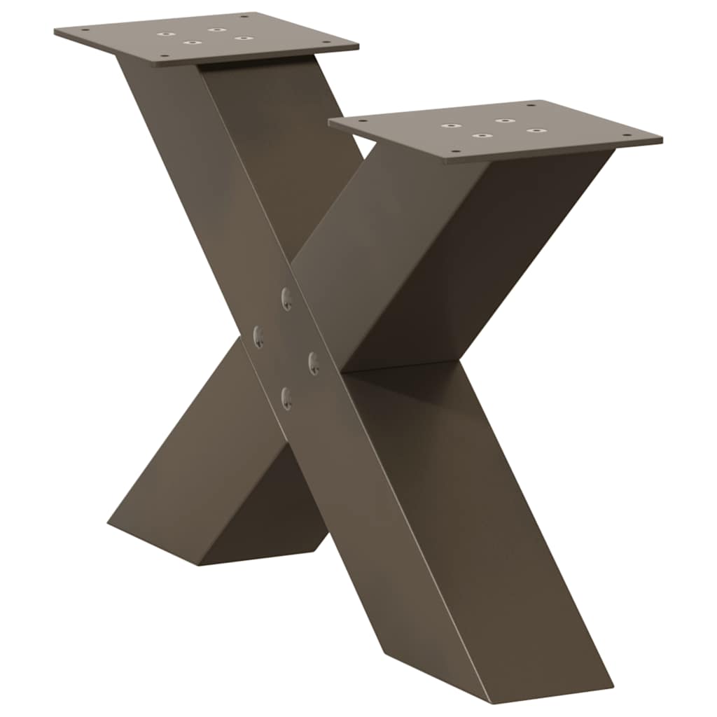 vidaXL Coffee Table Legs X-Shaped 2 pcs Natural Steel 60x(30-31) cm Steel 4