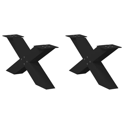 vidaXL Coffee Table Legs X-Shaped 2 pcs Black 70x(30-31) cm Steel 1