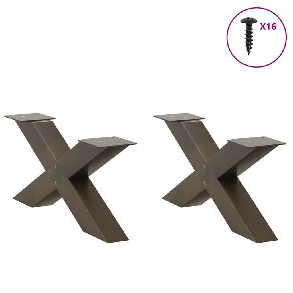 vidaXL Coffee Table Legs X-Shaped 2 pcs Natural Steel 70x(30-31) cm 3