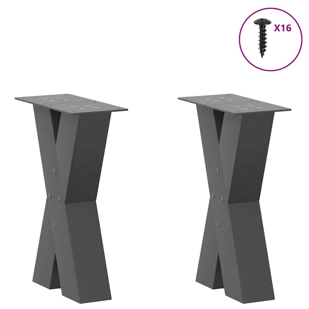 vidaXL Coffee Table Legs X-Shaped 2 pcs Anthracite 28x(42-43) cm Steel 3