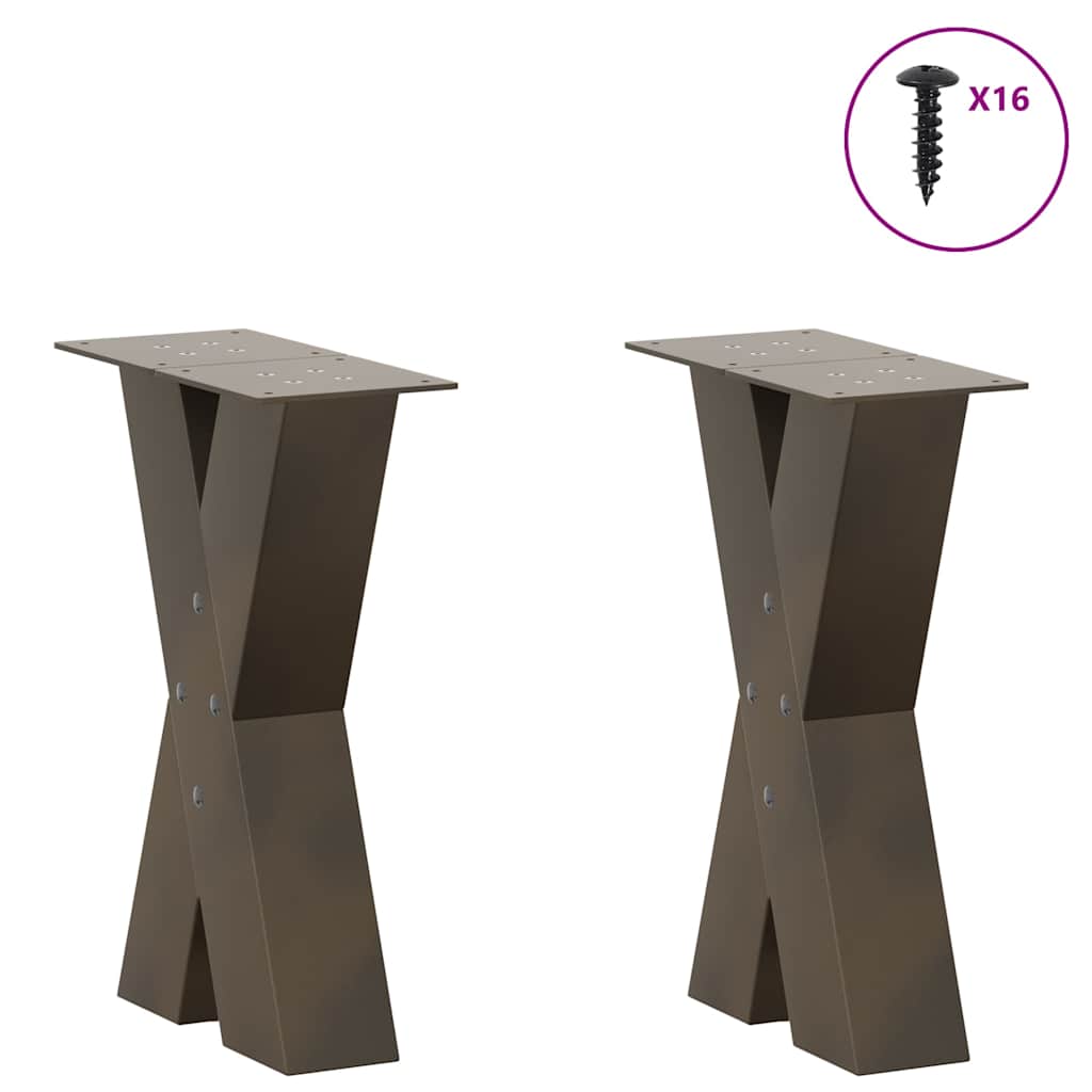 vidaXL Coffee Table Legs X-Shaped 2 pcs Natural Steel 28x(42-43) cm Steel 3