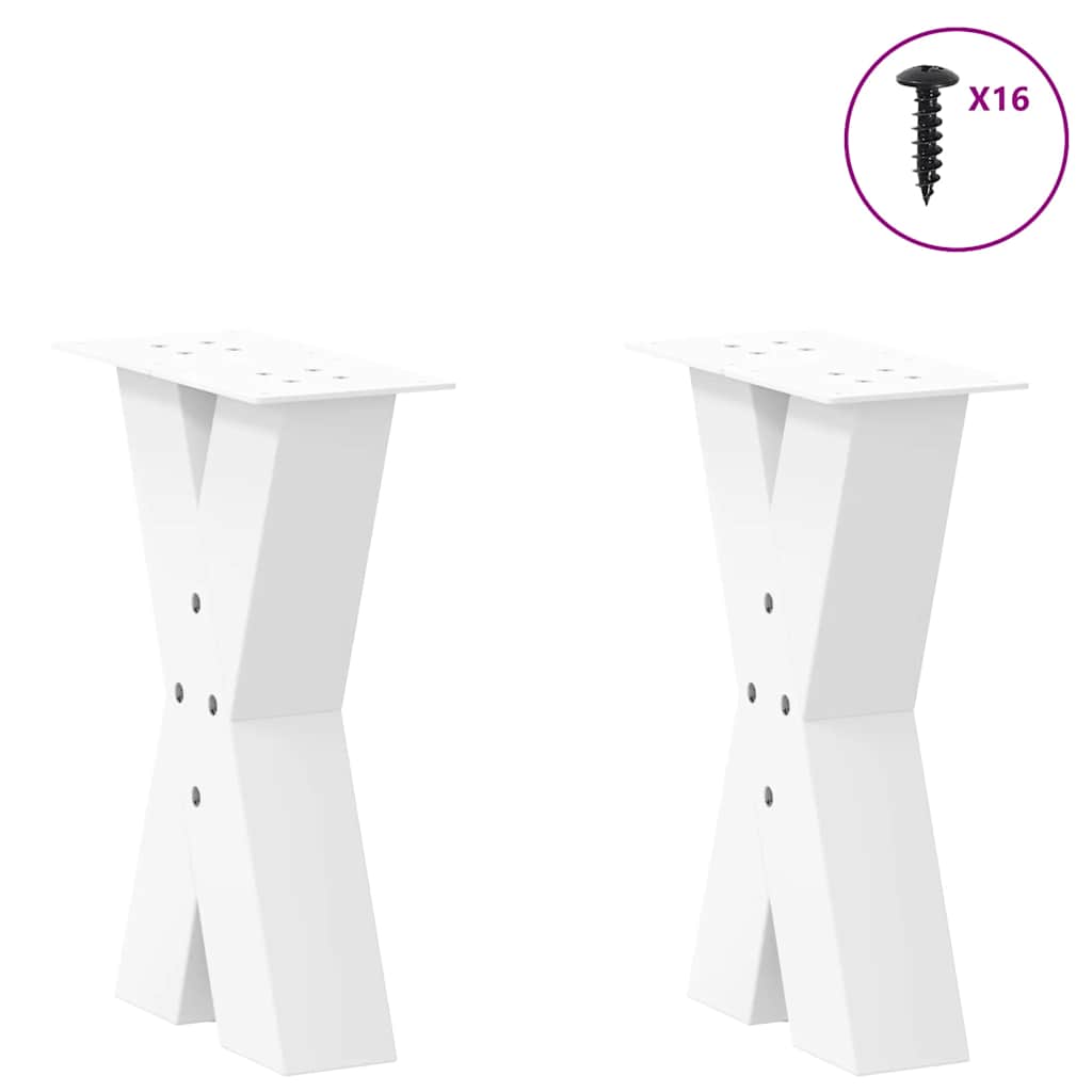 vidaXL Coffee Table Legs X-Shaped 2 pcs White 38x(42-43) cm Steel 3