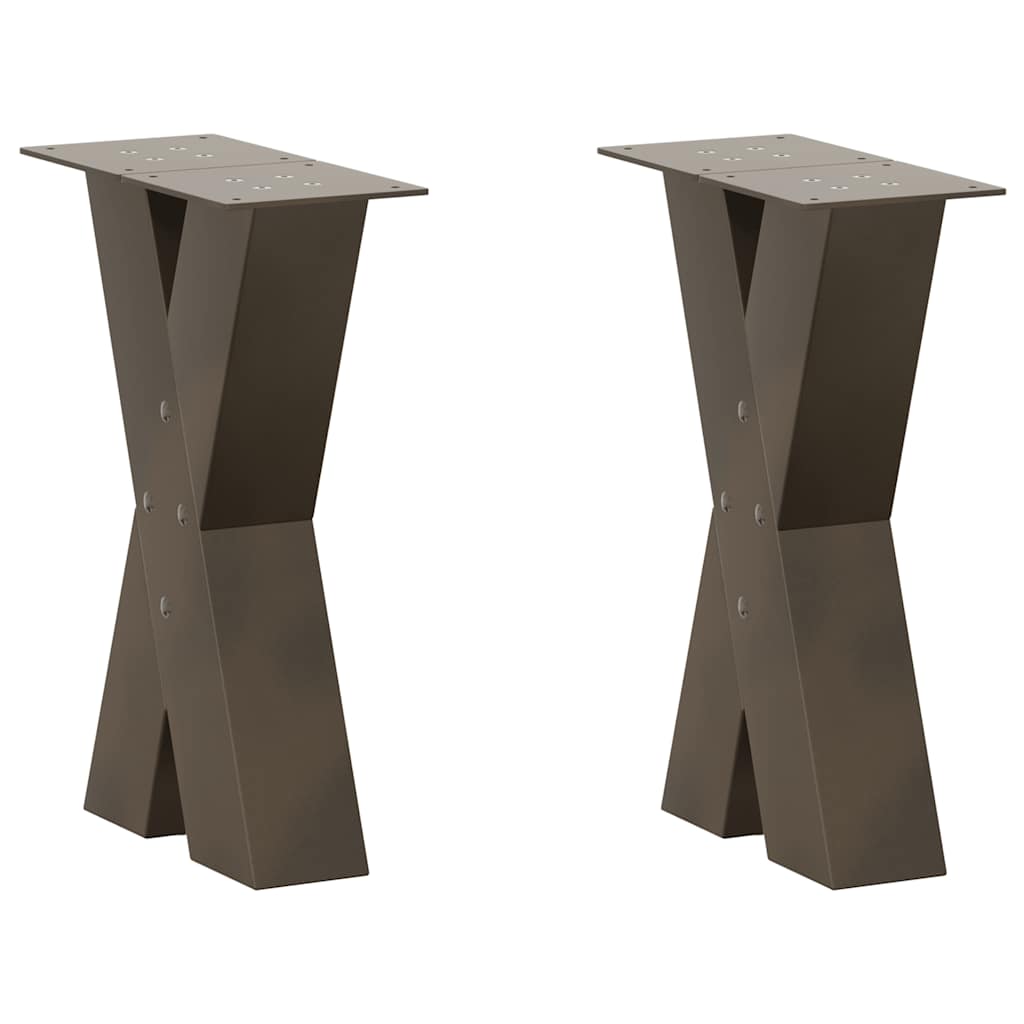 vidaXL Coffee Table Legs X-Shaped 2 pcs Natural Steel 38x(42-43) cm Steel 1
