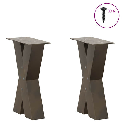 vidaXL Coffee Table Legs X-Shaped 2 pcs Natural Steel 38x(42-43) cm Steel 3