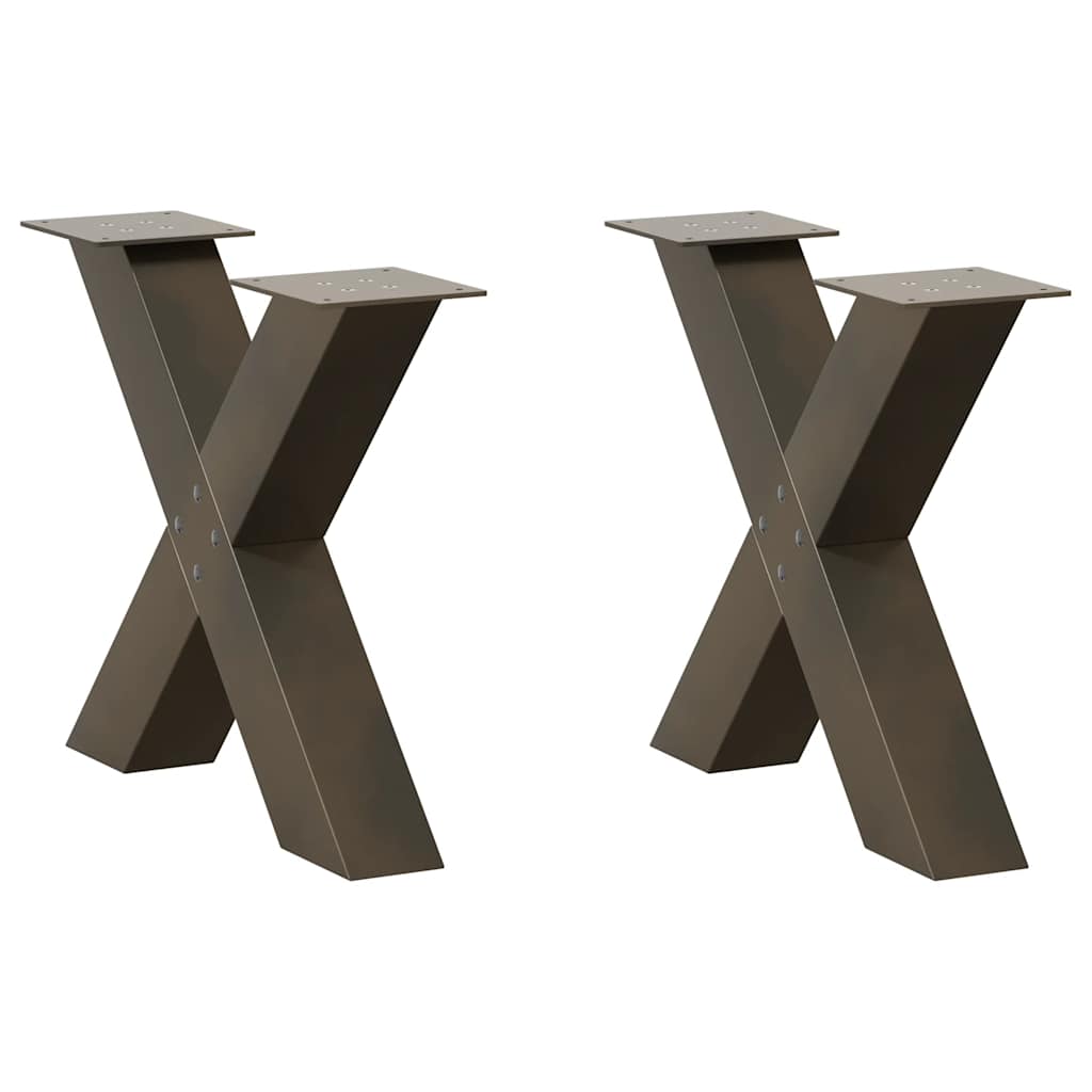 vidaXL Coffee Table Legs X-Shaped 2 pcs Natural Steel 50x(42-43) cm Steel 1