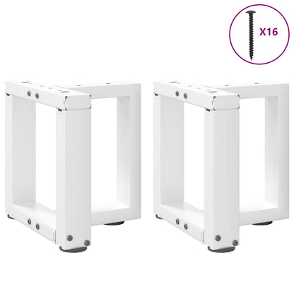 vidaXL Coffee Table Legs T-Shaped 2 pcs White 30x25x(30-31) cm Steel 5