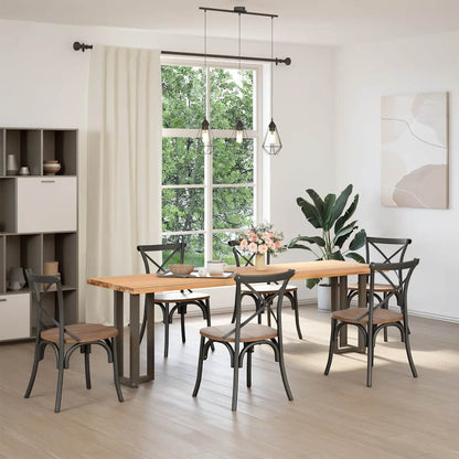 vidaXL Console Table Legs T-Shaped 2 pcs Natural Steel 38x25x(72-73) cm Steel 1