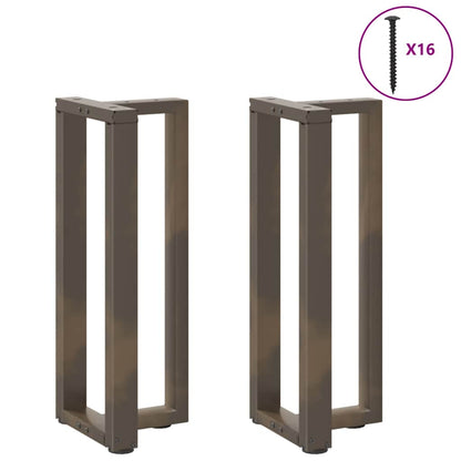 vidaXL Console Table Legs T-Shaped 2 pcs Natural Steel 38x25x(72-73) cm Steel 3