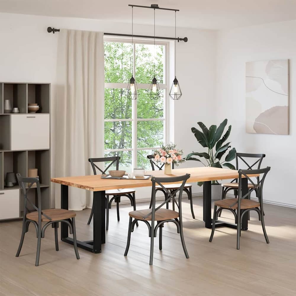 Dining Table Legs T-Shaped Steel Black