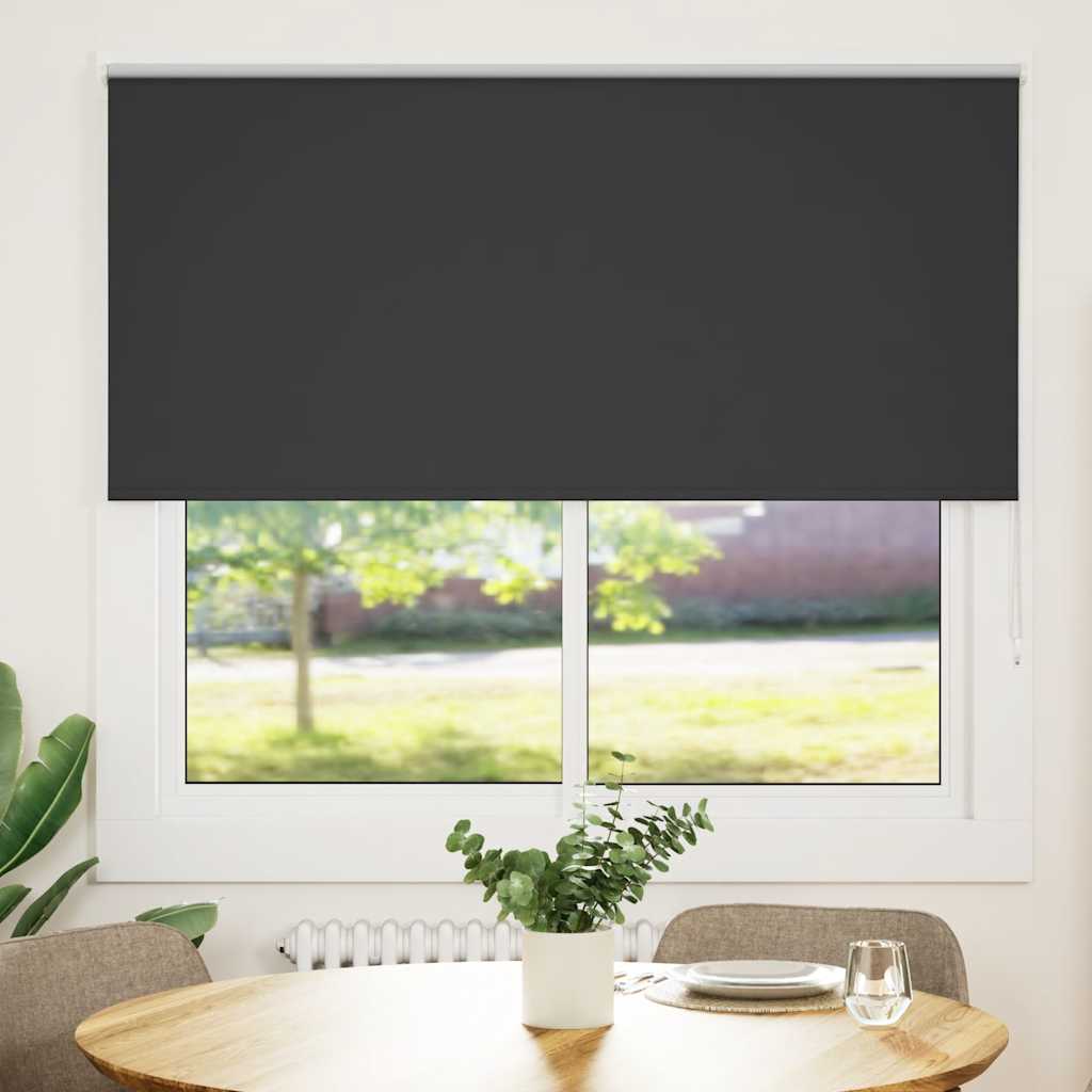 vidaXL Roller Blind Blackout Black 160x130 cm Fabric Width 156.6 cm Polyester 1