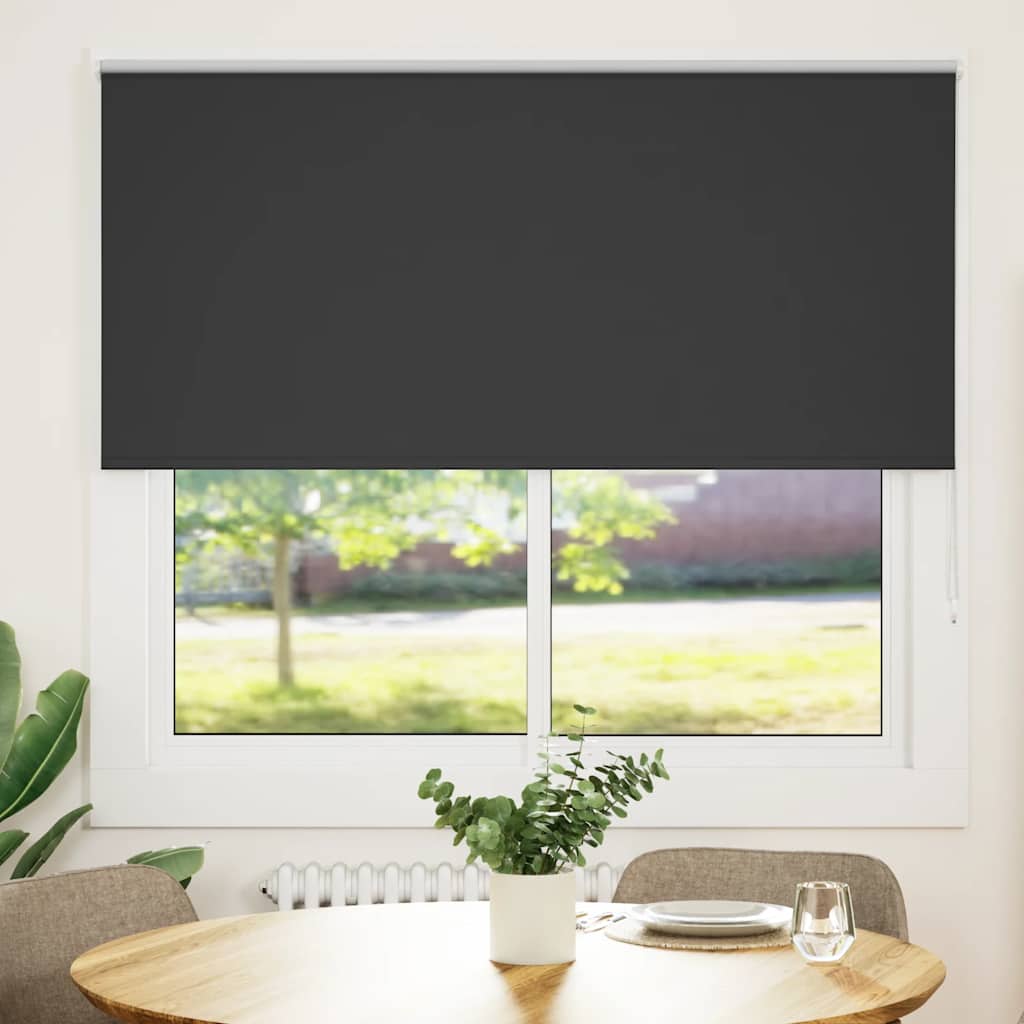 vidaXL Roller Blind Blackout Black 165x130 cm Fabric Width 161.6 cm Polyester 1
