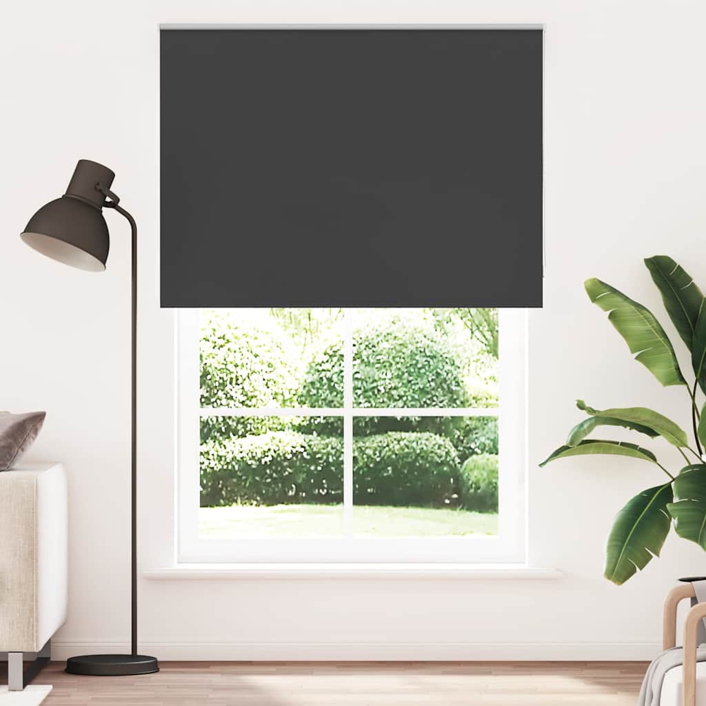 vidaXL Roller Blind Blackout Black 155x230 cm Fabric Width 151.6 cm Polyester 1