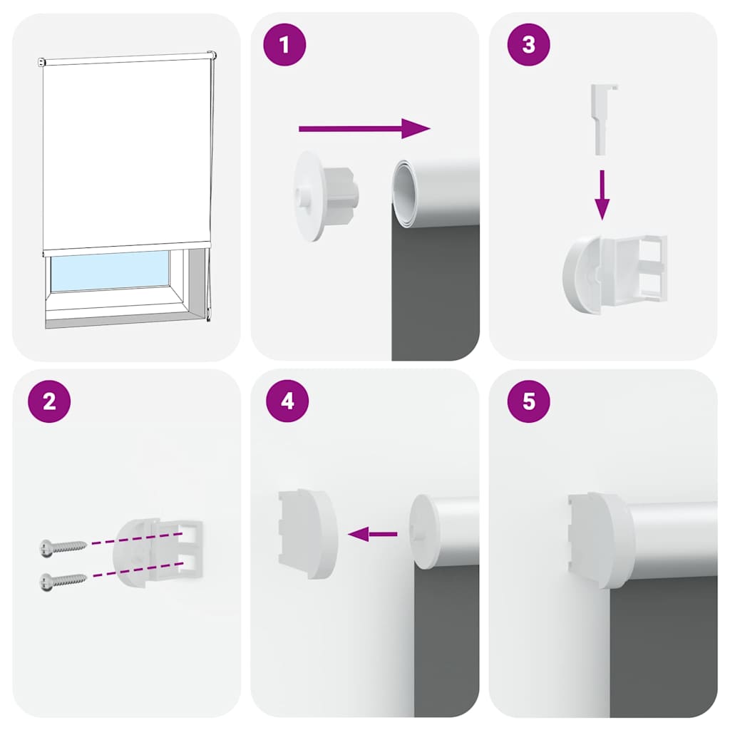 vidaXL Roller Blind Blackout Light Grey 150x230 cm Fabric Width 146.6 cm Polyester 5