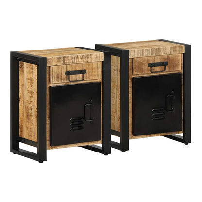 Bedside Cabinets Solid Rough Wood Mango Natural 2