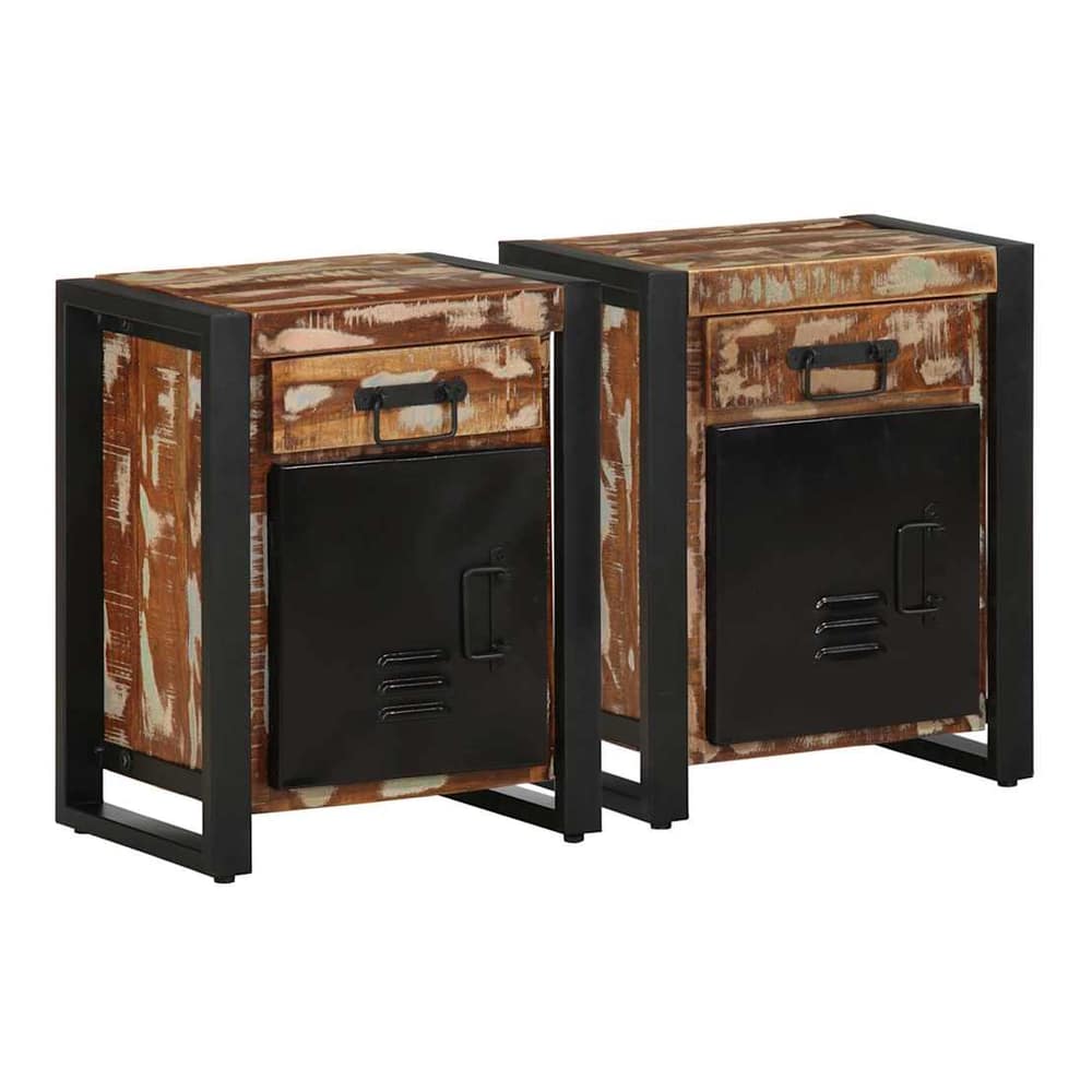 Bedside Cabinets Solid Rough Wood Mango Multicolour 2