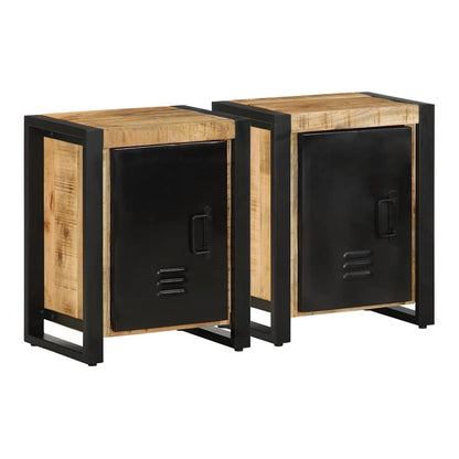 Bedside Cabinets Solid Rough Wood Mango Natural 2
