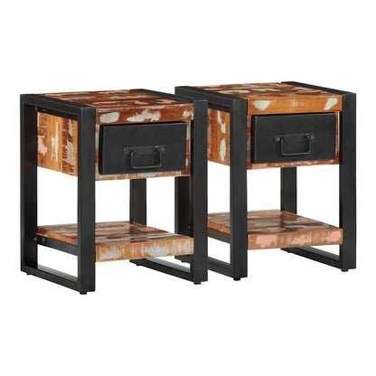 Bedside Cabinets Solid Rough Wood Mango 2
