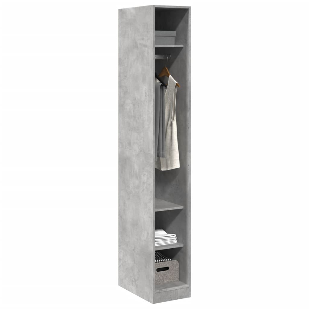 vidaXL Wardrobe Concrete Grey 30x50x200 cm Engineered Wood 3
