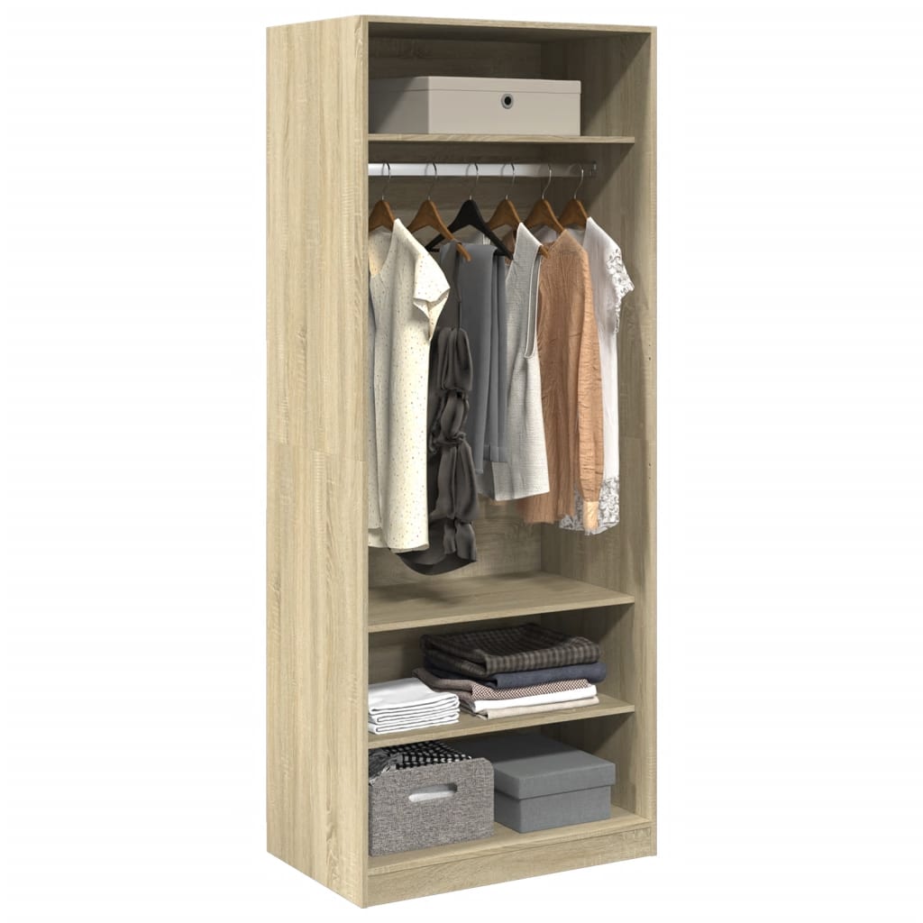 vidaXL Wardrobe Sonoma Oak 80x50x200 cm Engineered Wood 3