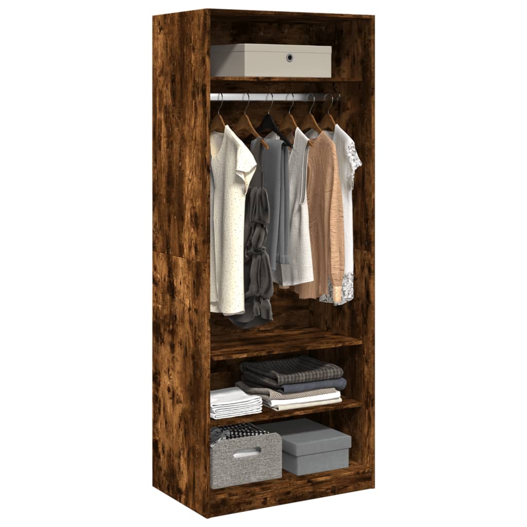 vidaXL Wardrobe Smoked Oak 80x50x200 cm Engineered Wood 3