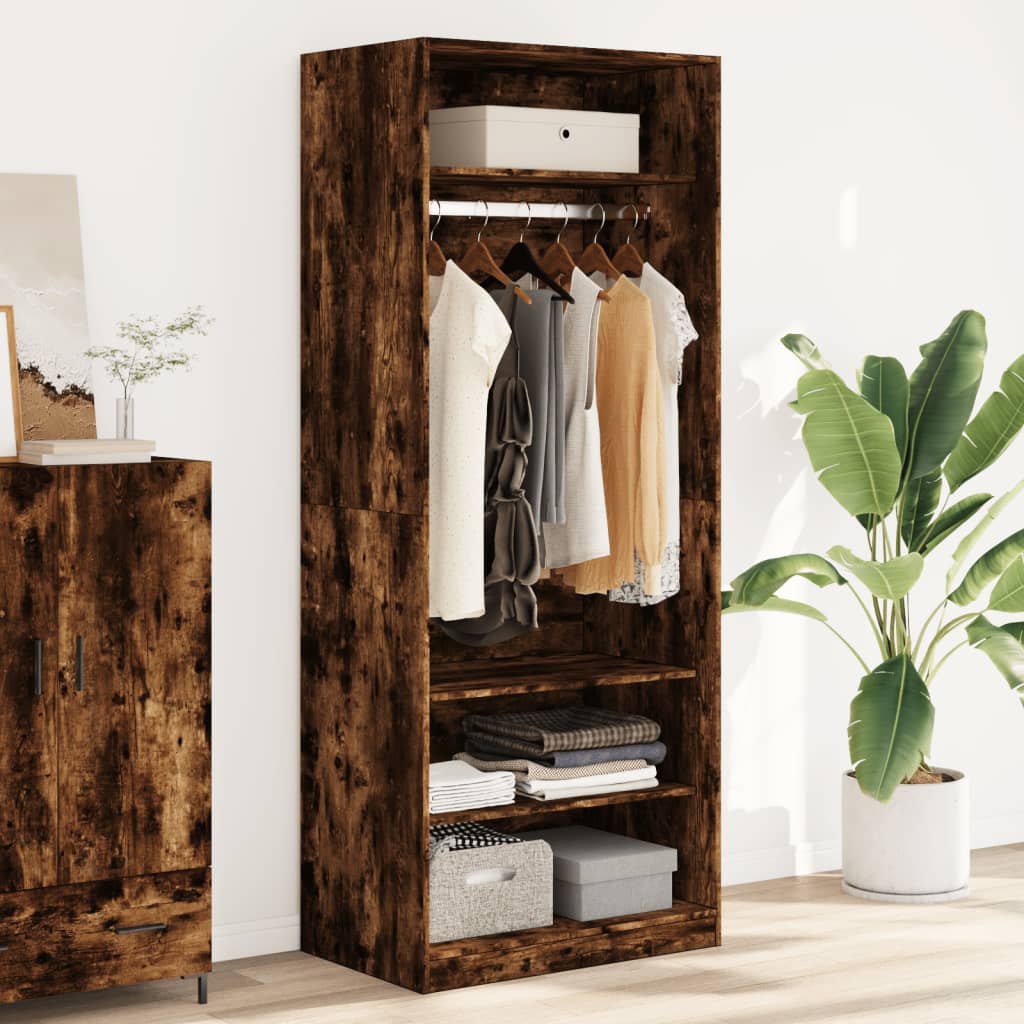 vidaXL Wardrobe Smoked Oak 80x50x200 cm Engineered Wood 1