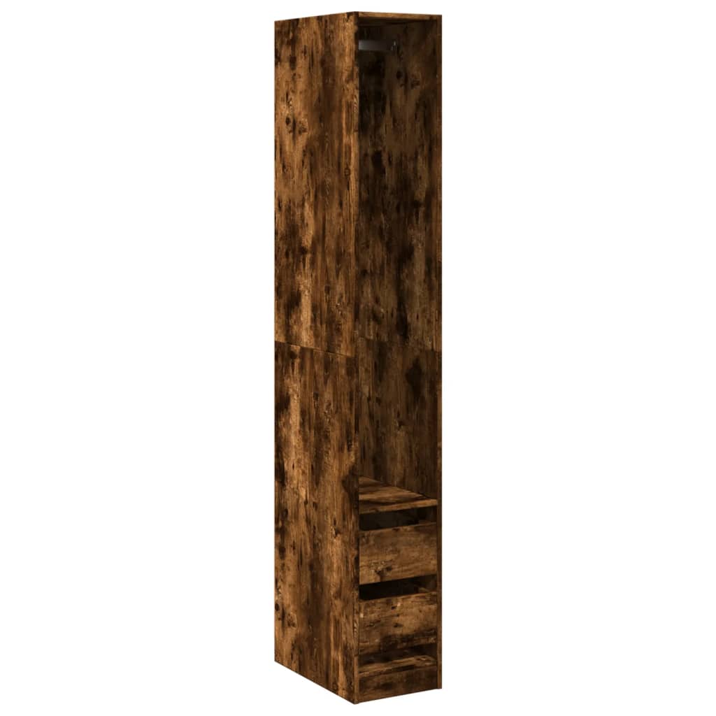 vidaXL Wardrobe Smoked Oak 30x50x200 cm Engineered Wood 2