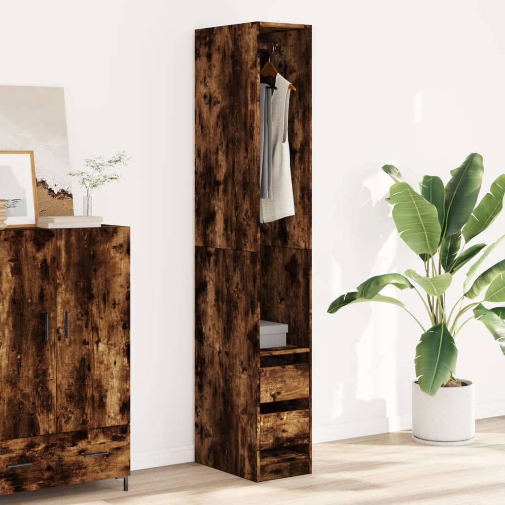 vidaXL Wardrobe Smoked Oak 30x50x200 cm Engineered Wood 3