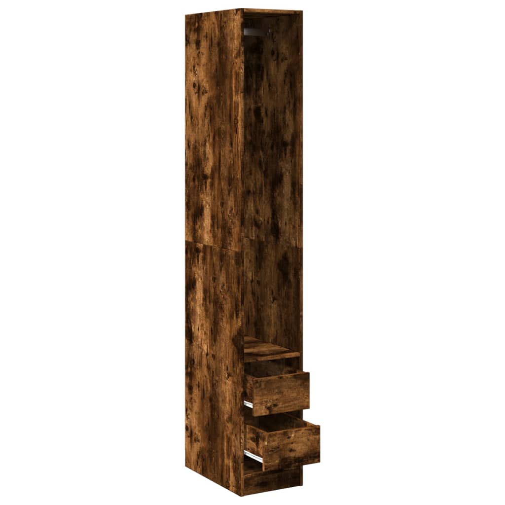 vidaXL Wardrobe Smoked Oak 30x50x200 cm Engineered Wood 5