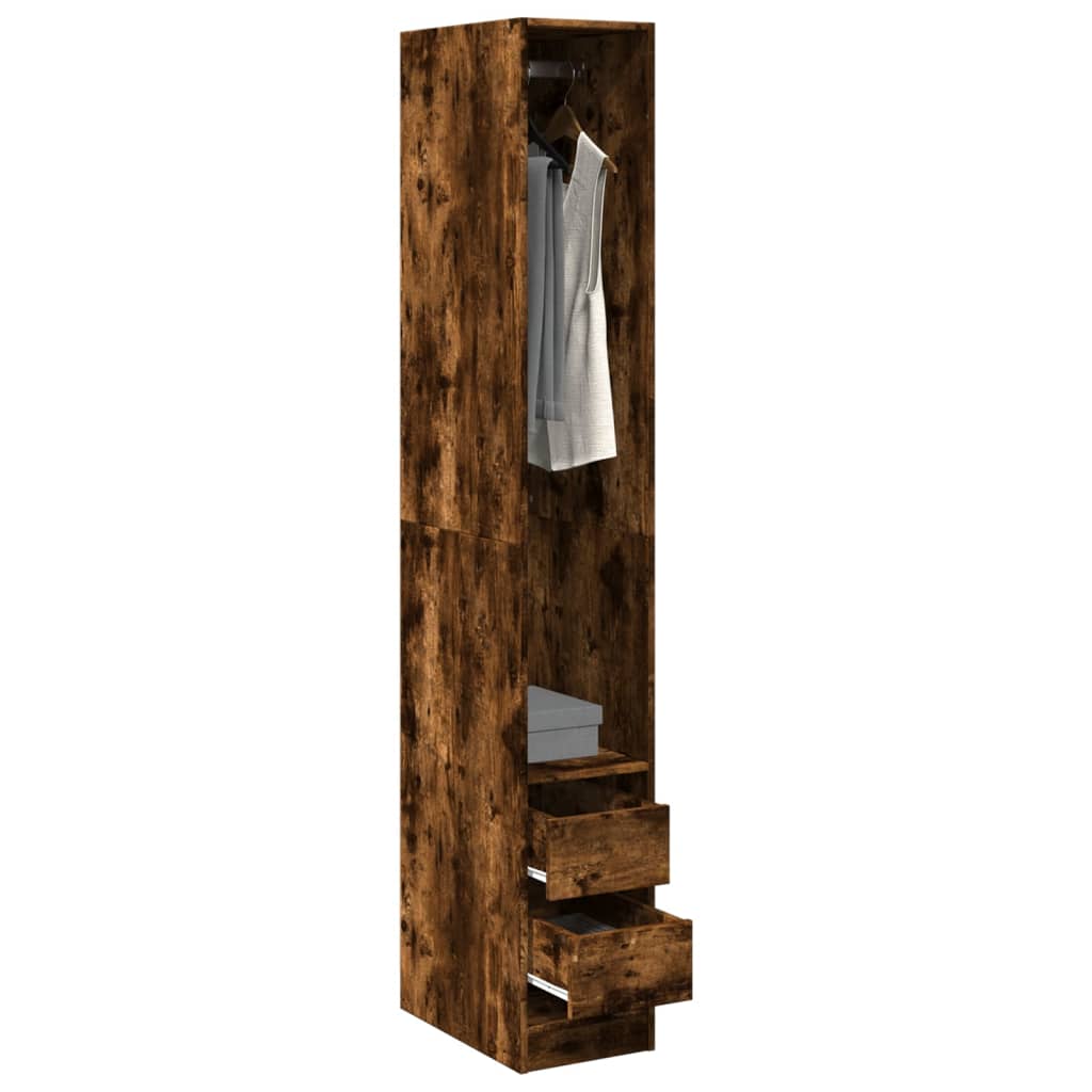 vidaXL Wardrobe Smoked Oak 30x50x200 cm Engineered Wood 1