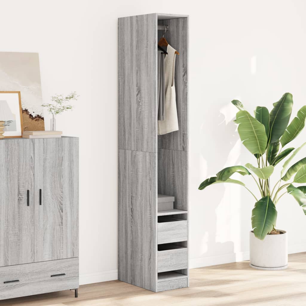 vidaXL Wardrobe Grey Sonoma 30x50x200 cm Engineered Wood 3