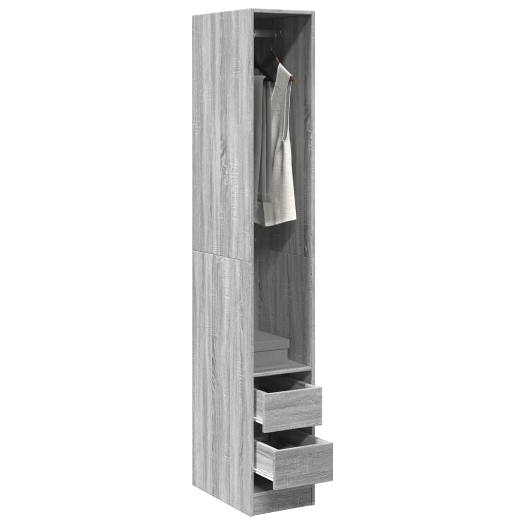 vidaXL Wardrobe Grey Sonoma 30x50x200 cm Engineered Wood 1