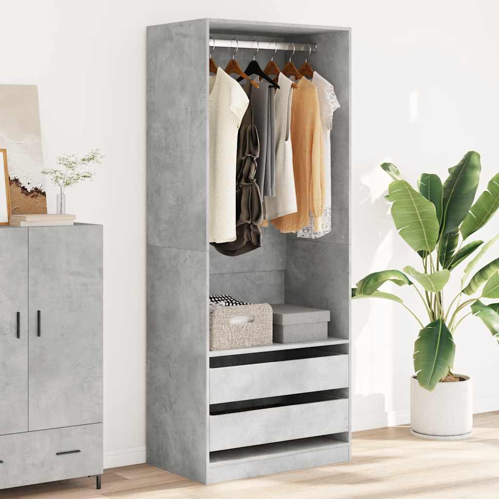 vidaXL Wardrobe Concrete Grey 80x50x200 cm Engineered Wood 3
