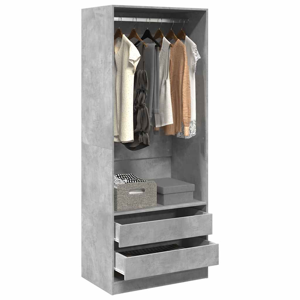 vidaXL Wardrobe Concrete Grey 80x50x200 cm Engineered Wood 1