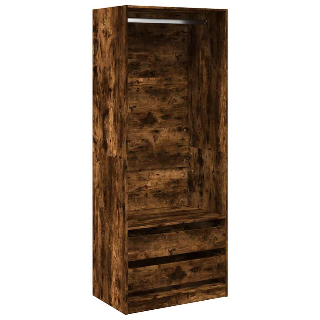 vidaXL Wardrobe Smoked Oak 80x50x200 cm Engineered Wood 2